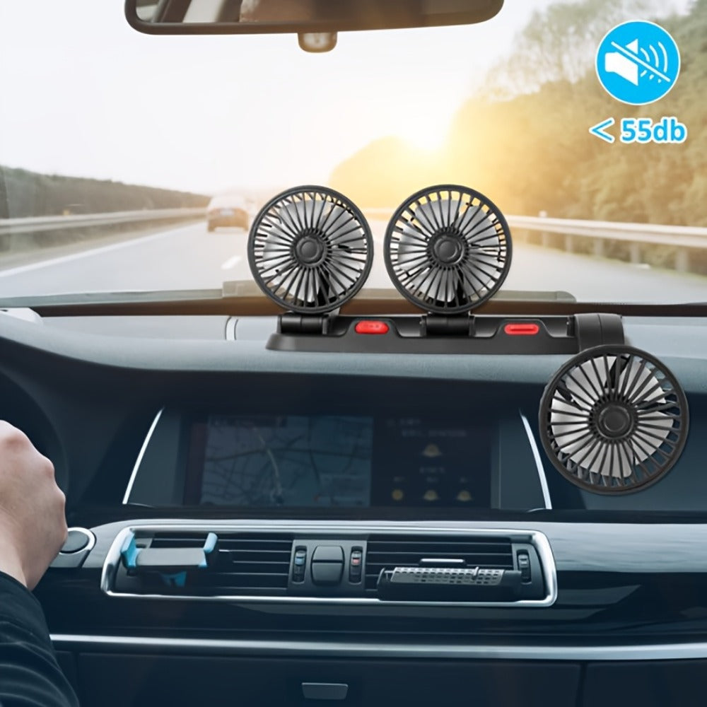 USB 3-Head Desk Fan Quiet Operation Adjustable Speed Powerful Efficient Cooling for Home Office Bedroom Computer Power Bank Compatible Black