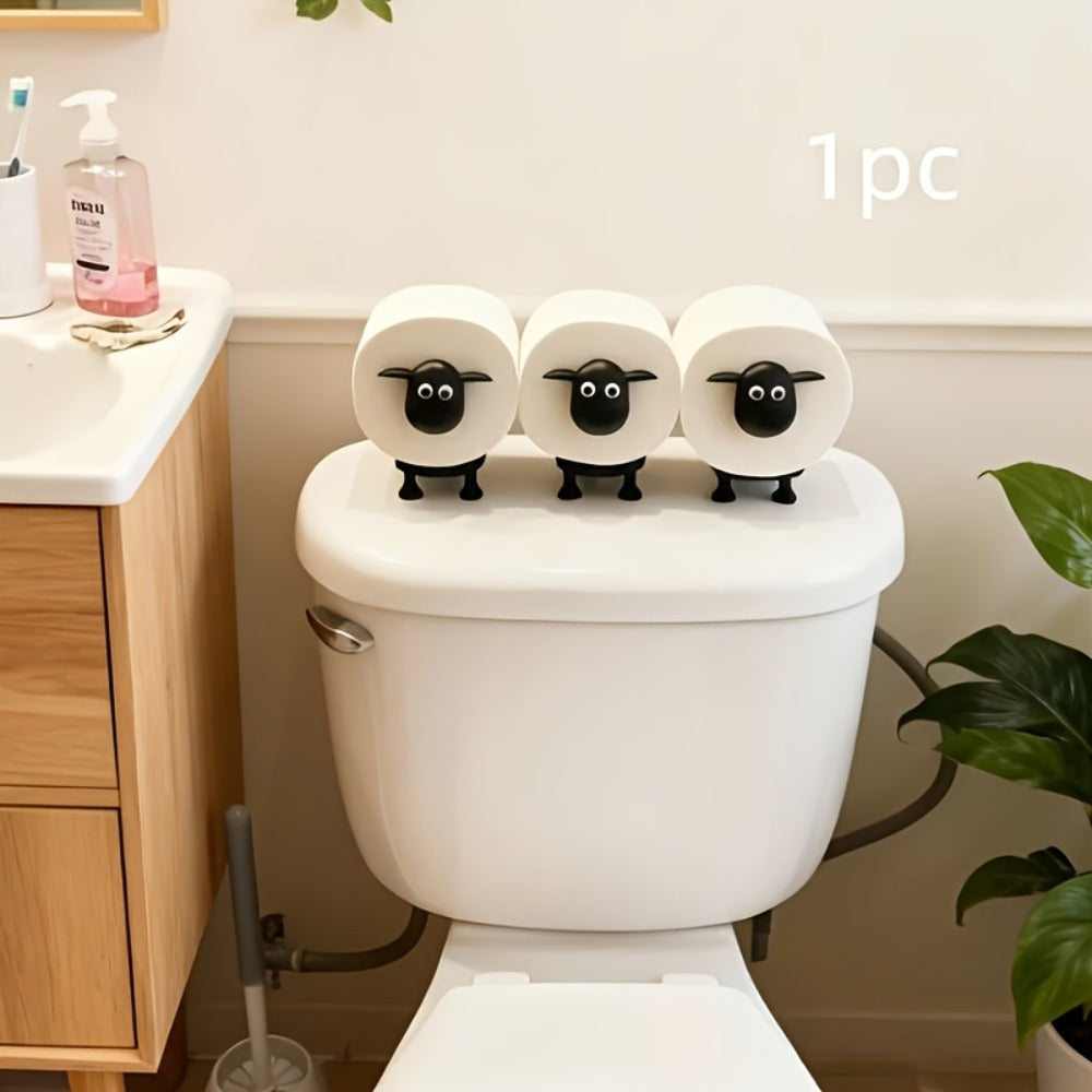 Cute Goat Tissue Box Cover Set - Animal Shaped Flocked Resin Napkin Dispenser for Bathroom, Desktop & Farmhouse Cottagecore Decor, Soft Touch Freestanding Holder for Tissues & Wipes, 3/6/9pcs