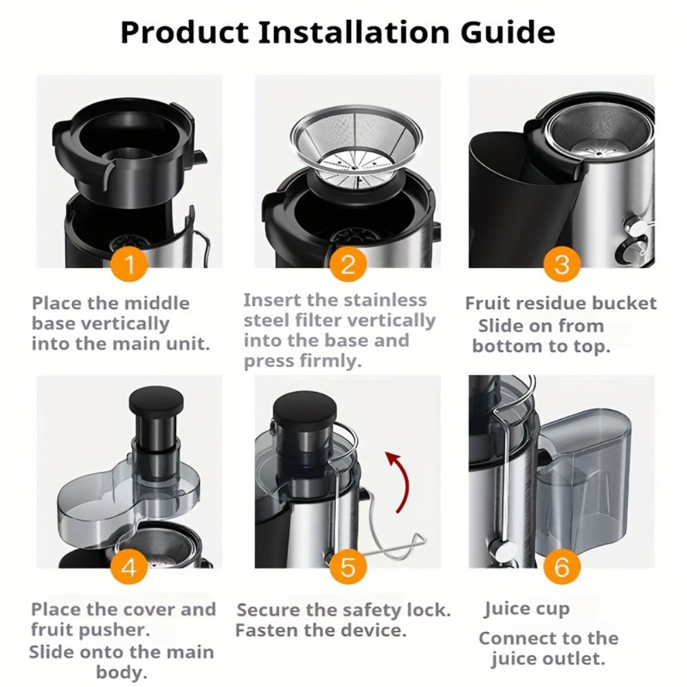 500W Juicer Machine with 3-Inch Wide Mouth Feed Chute - Centrifugal Juicer Extractor for Fruits & Vegetables, Stainless Steel, BPA-Free, Fast Juicing, Easy to Clean & Install, Black