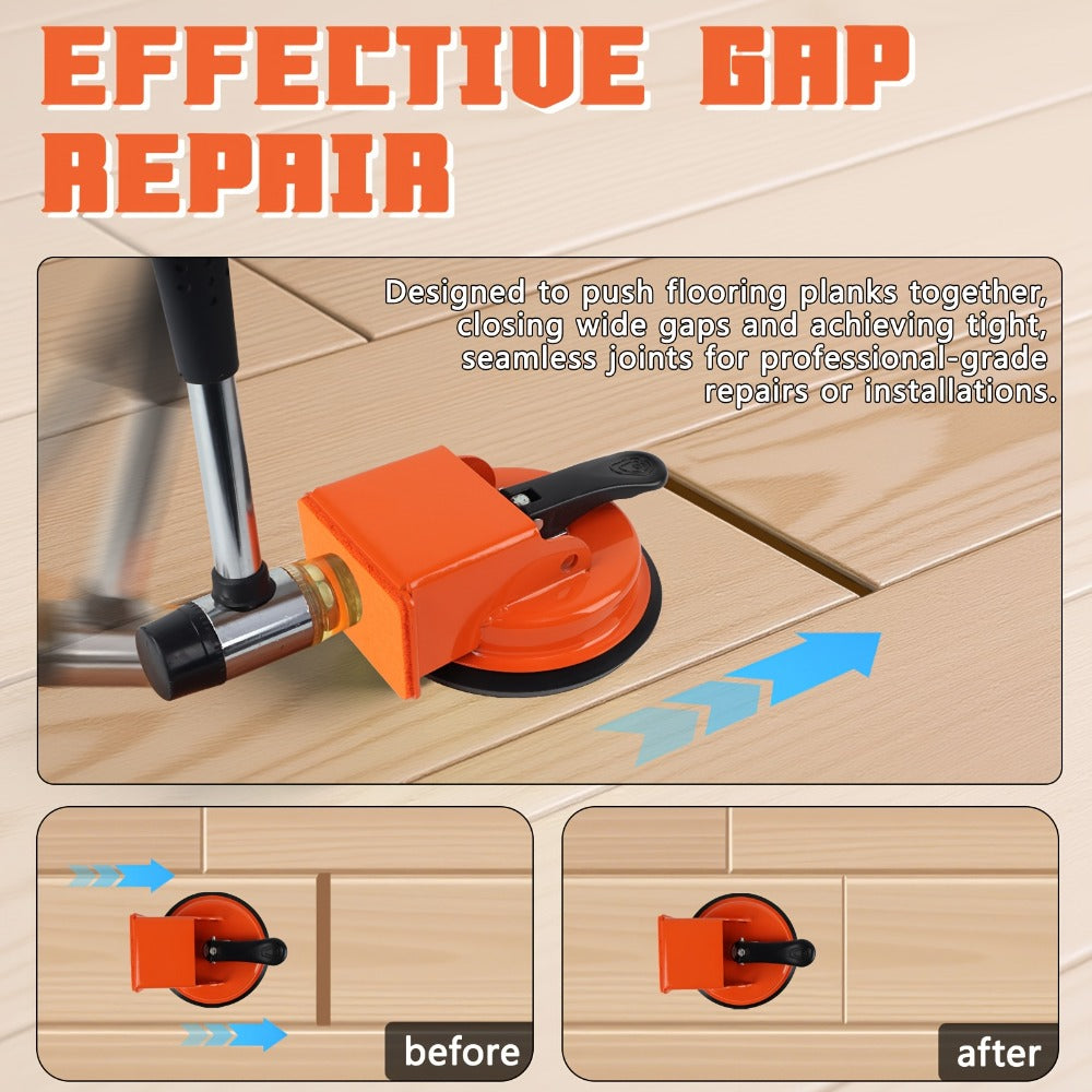 Floor Gap Fixer Tool with 4.84¡± Suction Cup, Laminate Floor Gap Repair Tool Kit for Vinyl Plank Hardwood Floors, Professional Plank Grabber with Metal Body & Felt Pad, Floor Installation Repair Tool