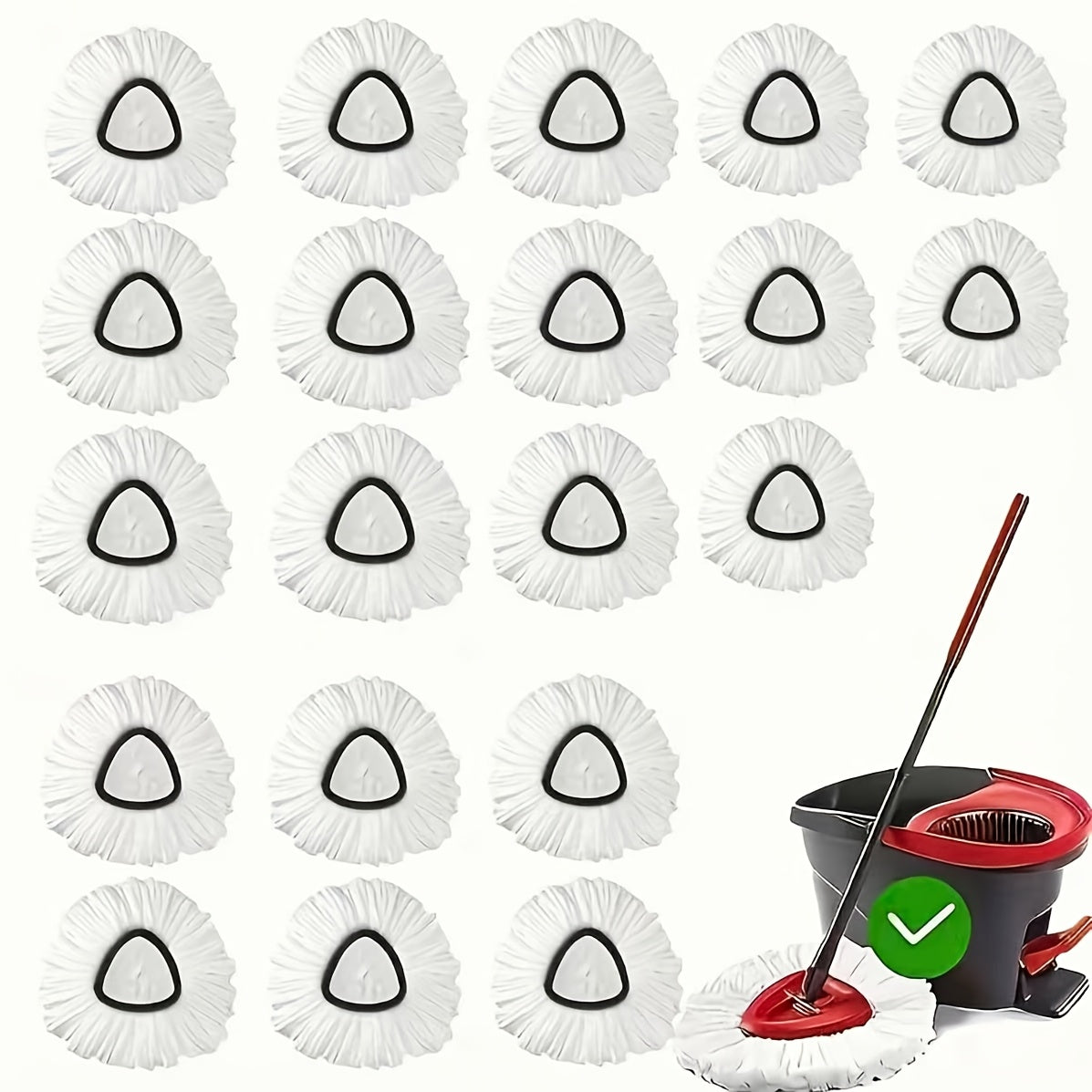 Microfiber Rotary Mop Replacement Heads 360 Degree Triangular Spin Mop Pads Refill Compatible with Rotary Mop Systems Deep Floor Cleaning 2 5 10 20 Pack