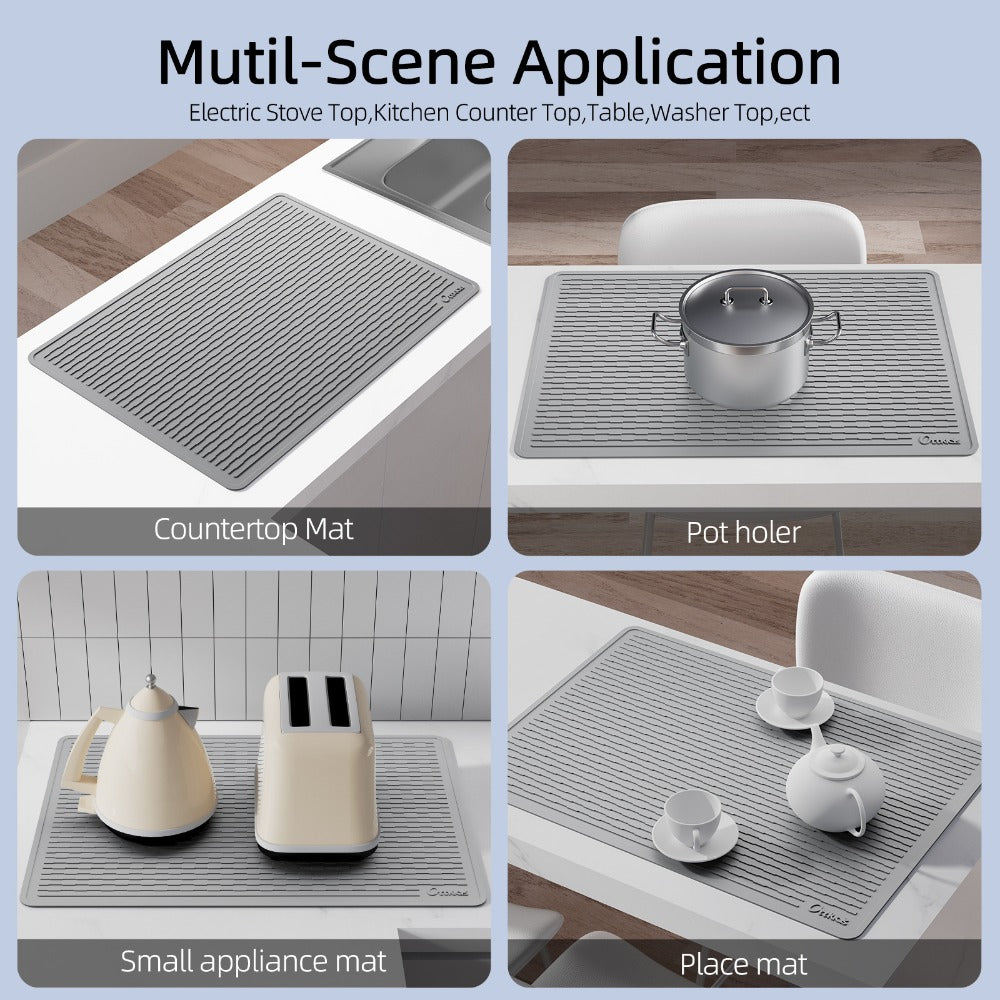 Silicone Stove Top Cover Mat 30x21in ¨C Thick Anti-Slip Glass Cooktop Protector, Heat Resistant Electric Stove Cover, Kitchen Countertop Mat & Dish Drying Pad for Home & Restaurant