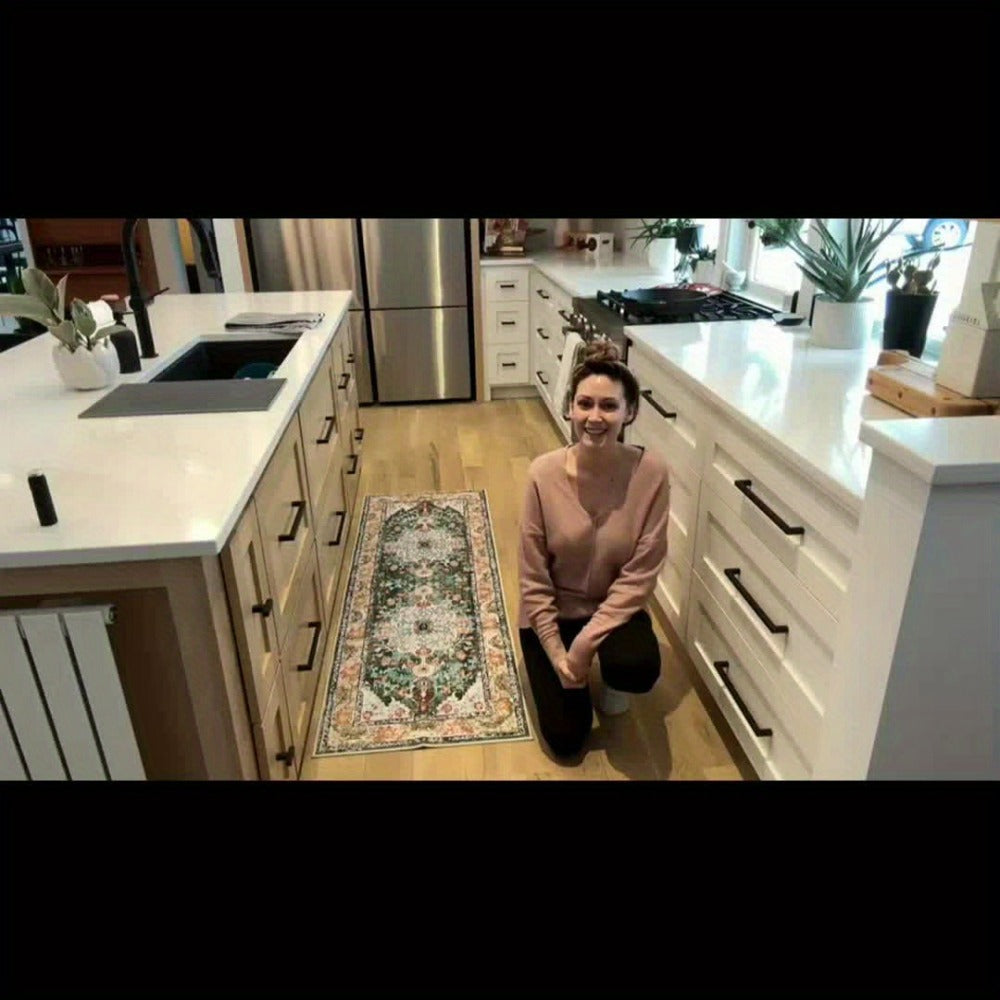 Runner Rug Boho Hallway Rug Machine Washable Non-Slip Vintage Farmhouse Accent Area Rug for Entryway Kitchen Living Room Bedroom Laundry Room - 2x6 2x8 2x10 Carpet Mat