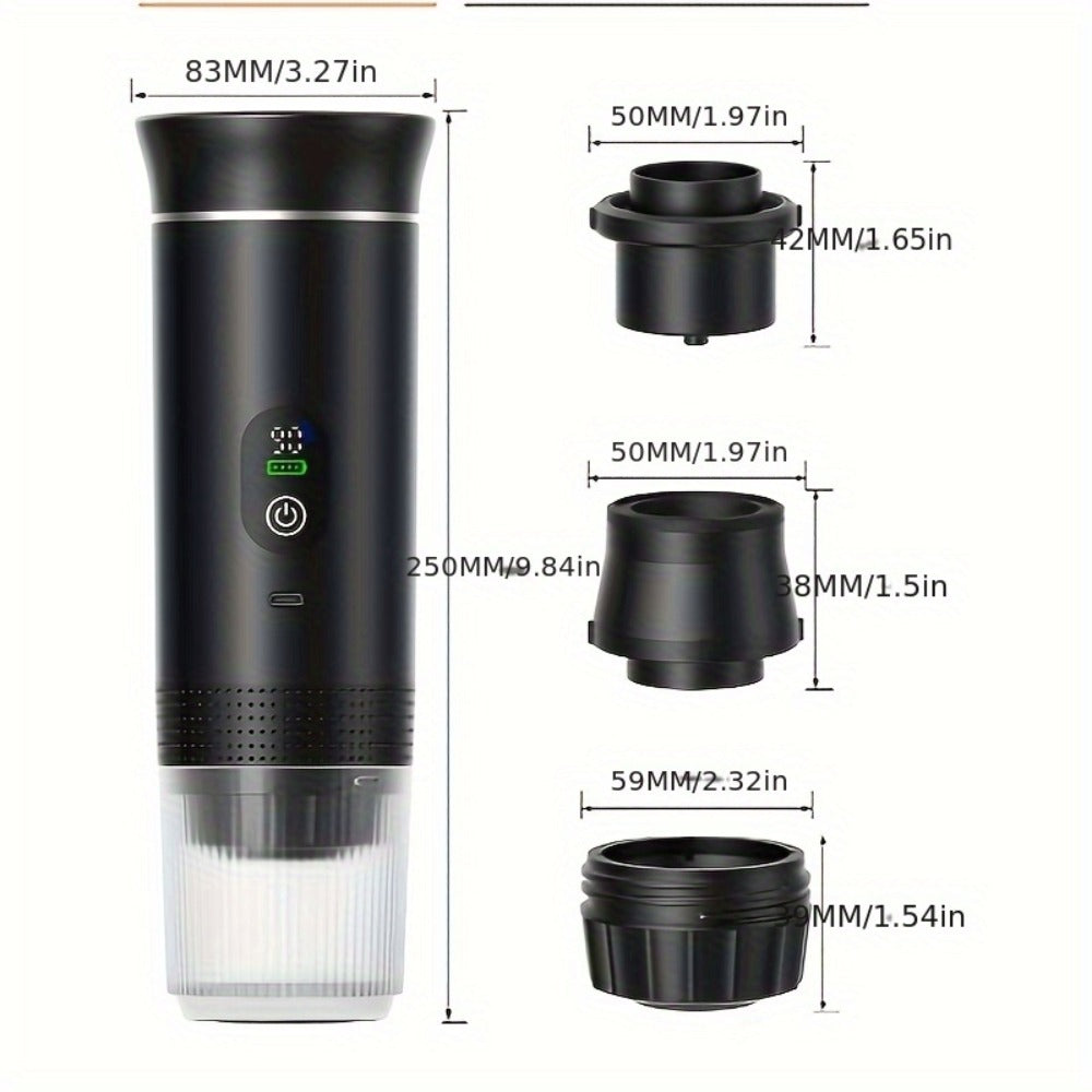 Portable Espresso Machine Type-C Charging Self-Heating ¨C Single Serve Coffee Maker with Temperature & Battery Display, Hot & Cold Brew, Ground Coffee & Capsule Compatible, for Travel RV Hiking Office