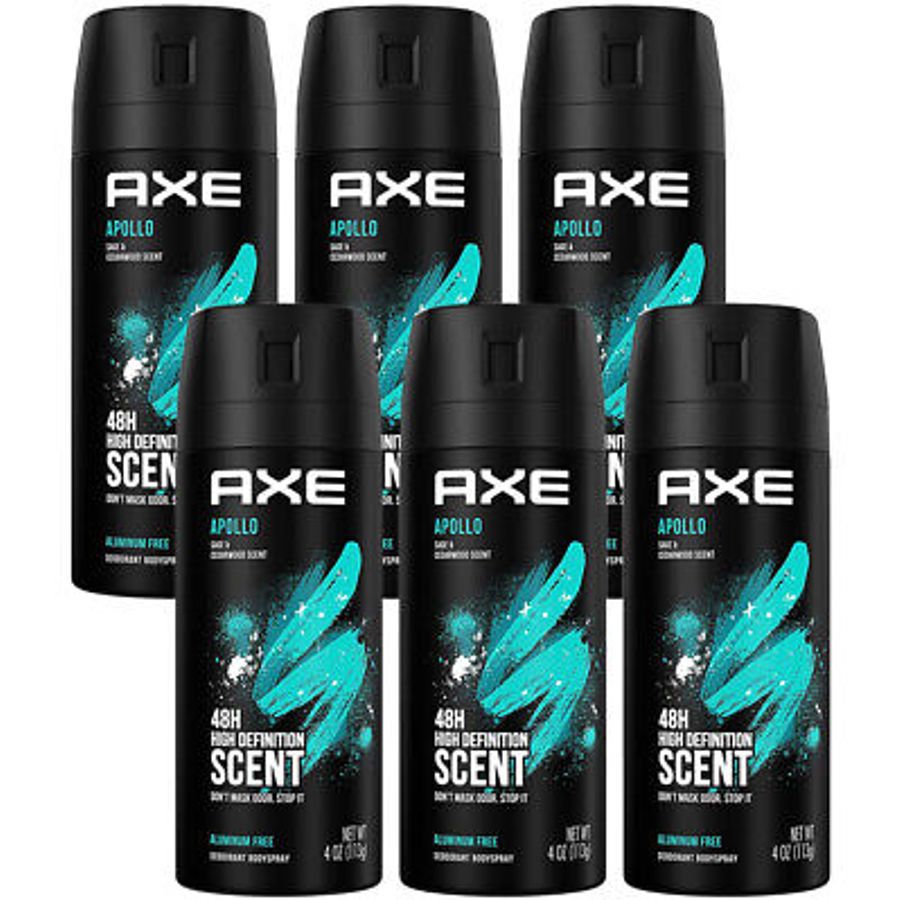 Men's Body Spray 6-Pack 150ml - Fresh Masculine Scent, Long-Lasting Fragrance | Apollo Scent | Deodorizing Body Mist for Men | Bulk Value Set
