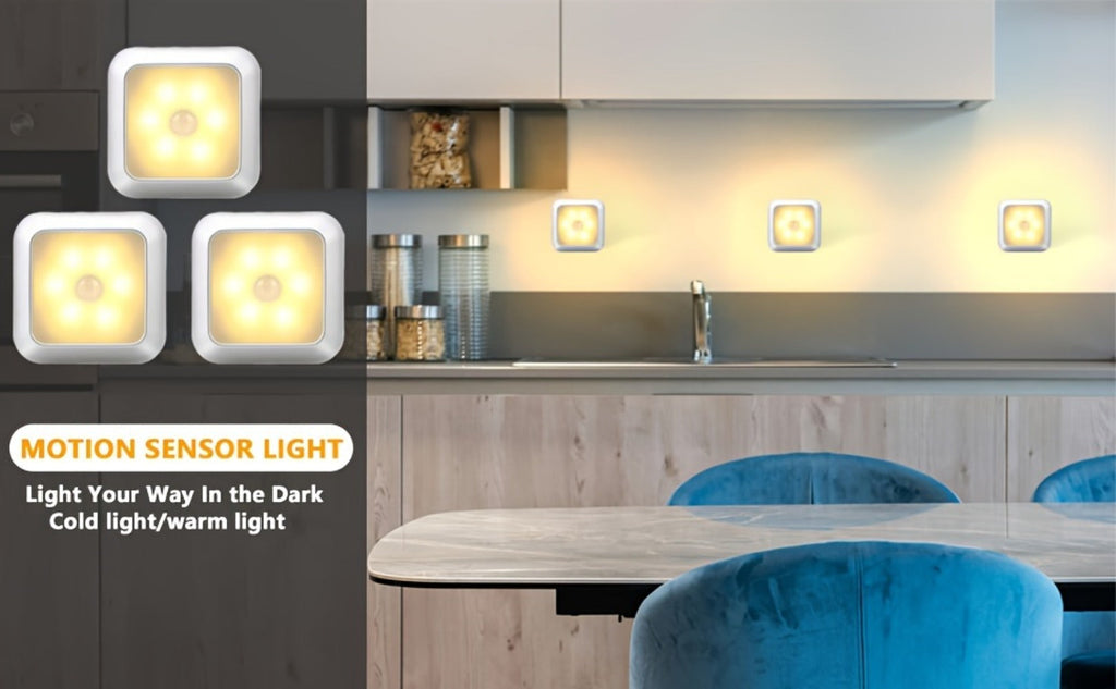 LED Night Light Motion Sensor Battery Powered Dusk to Dawn Smart Sensor Compact Nightlight for Bedroom Toilet Stairs Hallway Closet Warm White Cool White 2 Pack