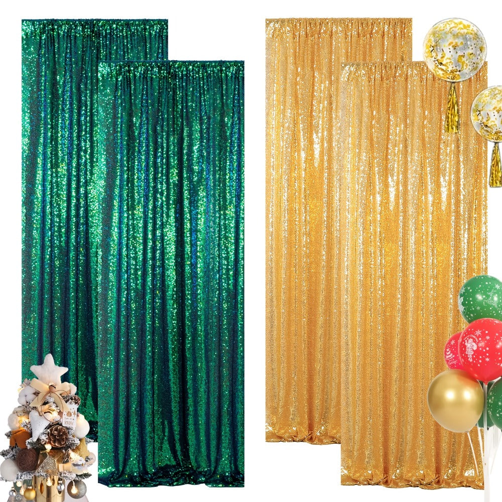 Sequin Backdrop Curtain for Party Wedding - 4x8ft Shimmering Glitter Curtain for Birthday Photo Booth Stage Decoration, Easy Hang, Multi-Color