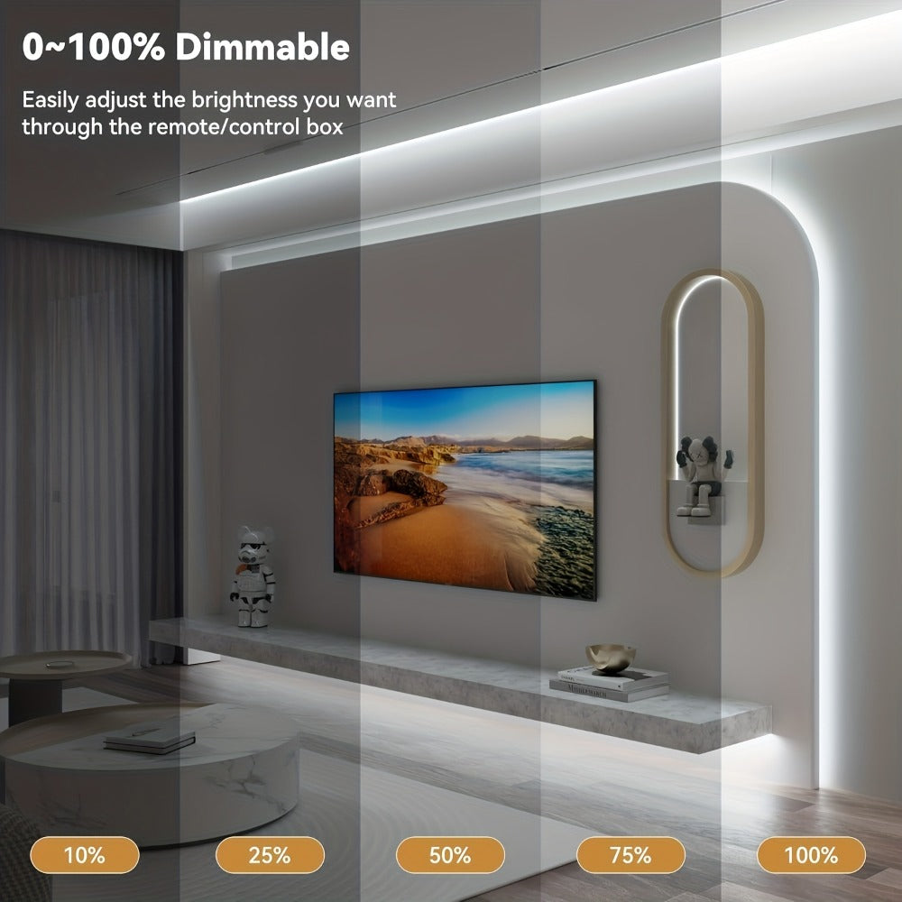 COB LED Strip Light Dimmable 32.8ft 10m, 8mm Ultra-Thin 24V High Density Flexible COB LED Tape Light with Dimmer Switch, for TV Backlight, Bedroom, Kitchen Cabinet, Closet, Under Cabinet Home Lighting