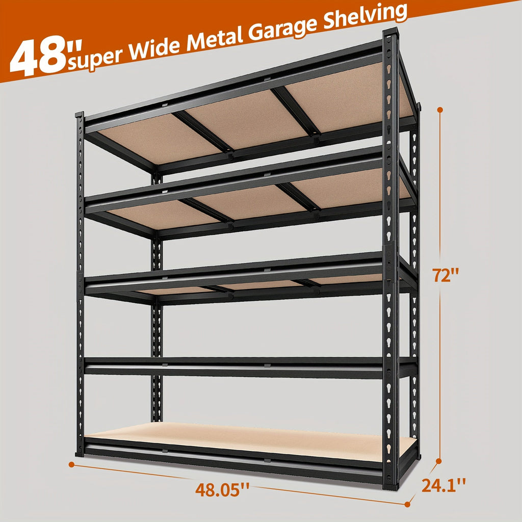 Heavy Duty Garage Shelving 5-Tier Metal Storage Shelves 3020LBS Capacity Adjustable Steel Shelf Unit for Garage Basement Warehouse Easy Assembly Black Silver