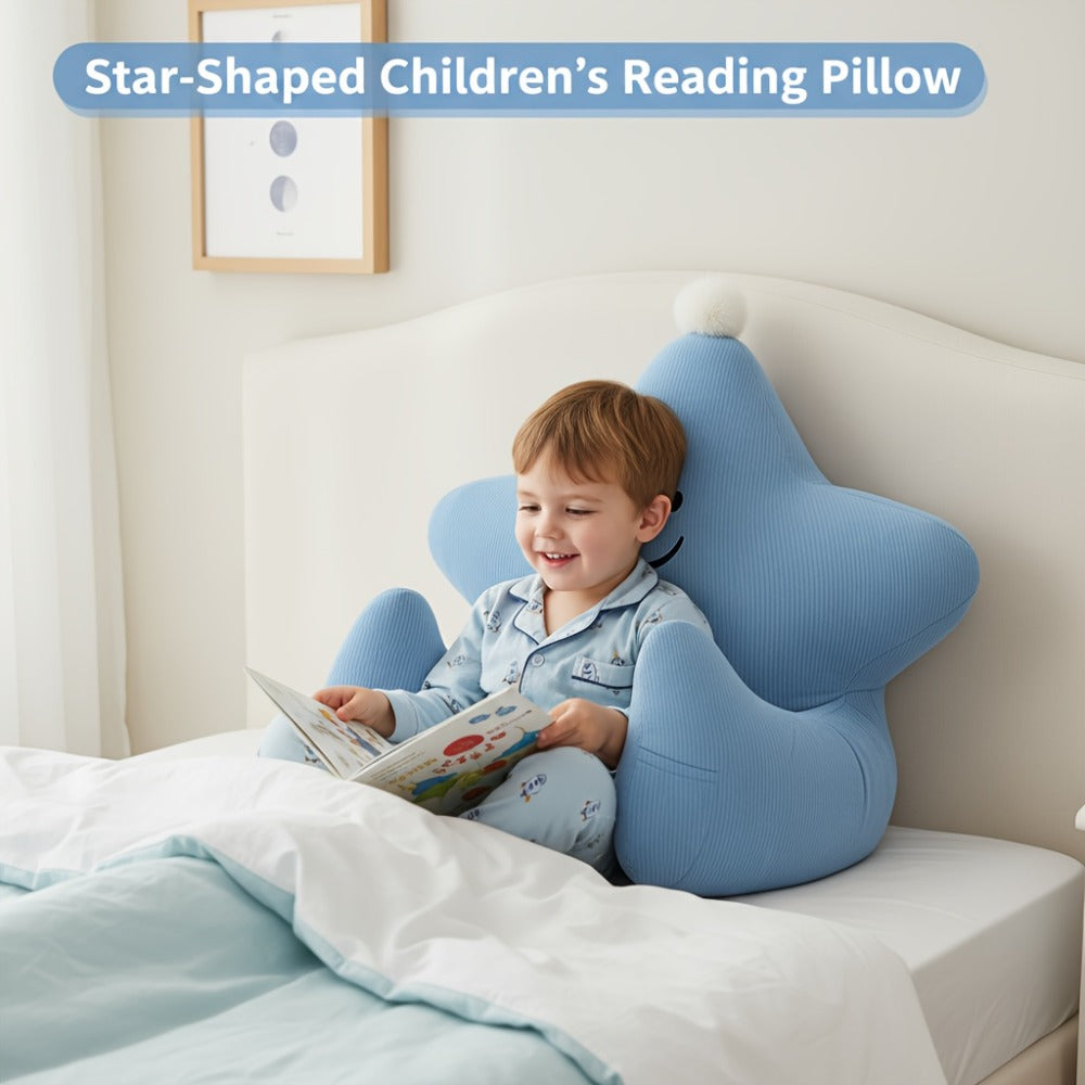 Kids Reading Pillow Star Shape with Neck Support Back Support Lumbar Support & Armrests Ergonomic Spine Protection Sit-Up Pillow for Children Reading Study Gaming on Sofa Bed Floor (Blue Green Yellow Pink)