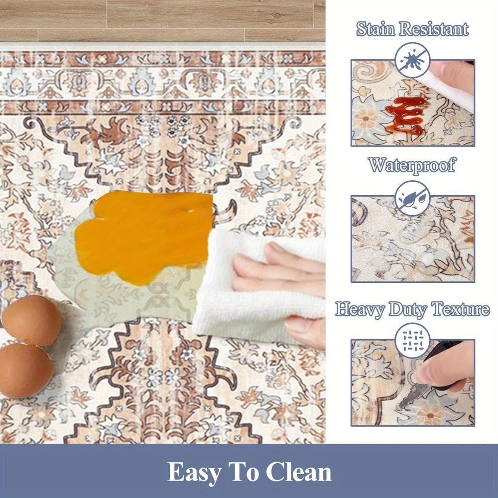 Anti Fatigue Kitchen Mat Set of 2 Non-Slip Cushioned Kitchen Rugs Boho Distressed Runner for Sink Laundry Office Standing Mat