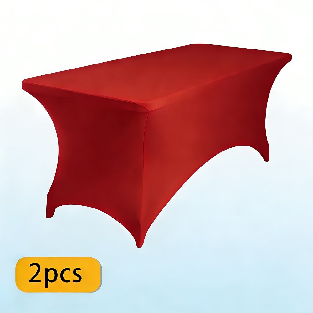 Spandex Tablecloth for 6 ft Rectangle Tables ¨C Elastic Fitted Table Cover for Events, Parties, Weddings & Banquets ¨C Wrinkle-Free Stretch Fabric in Black, White & Red, Indoor & Outdoor Use