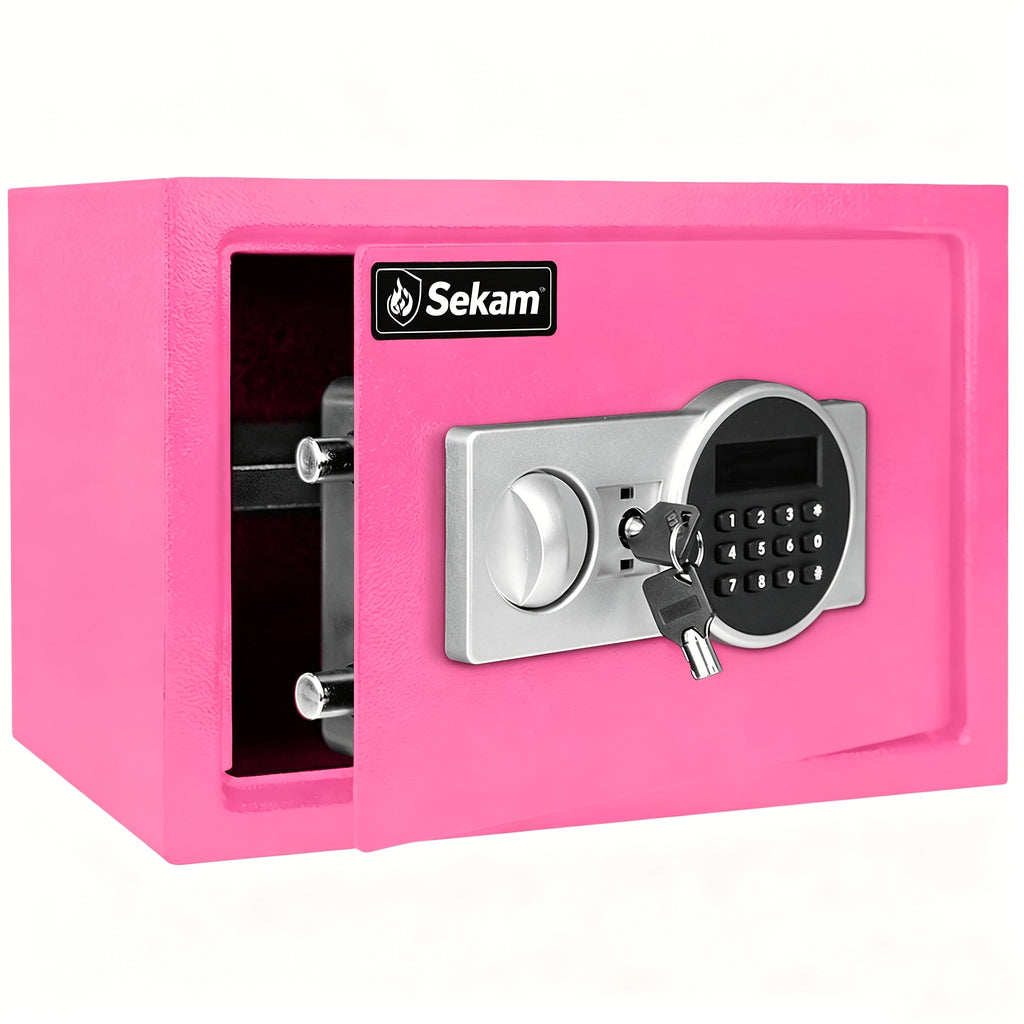 Fireproof Home Safe Box with Digital Keypad and Key Lock Heavy Duty Steel Security Safe for Money Documents Valuables Jewelry Passports 0.23 0.8 1.5 2.2 Cubic Feet Multiple Colors with Cash Bag
