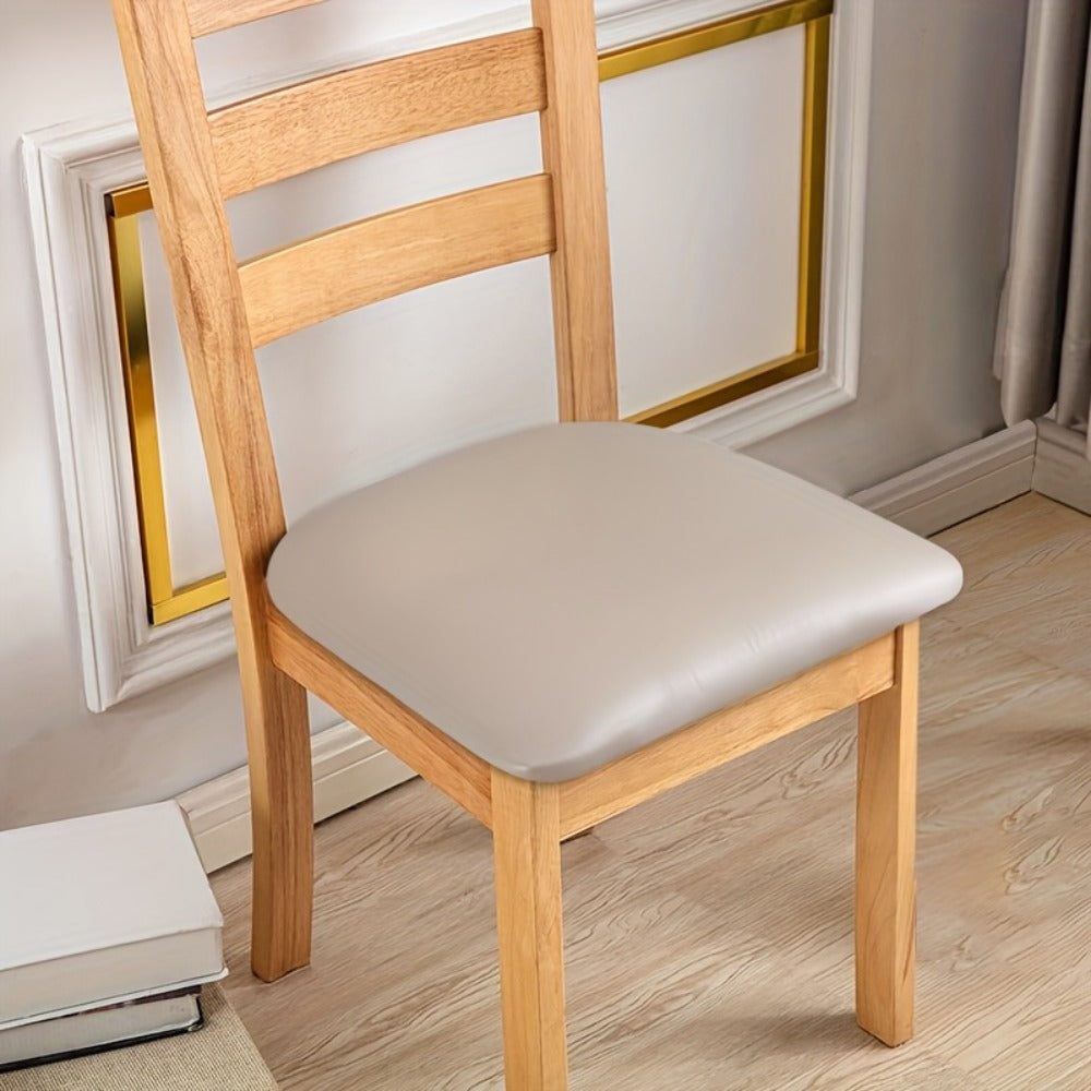 Waterproof PU Leather Dining Chair Cushion Covers Removable Stretch Seat Slipcovers for Dining Room Kitchen Hotel Set of 4 or 6