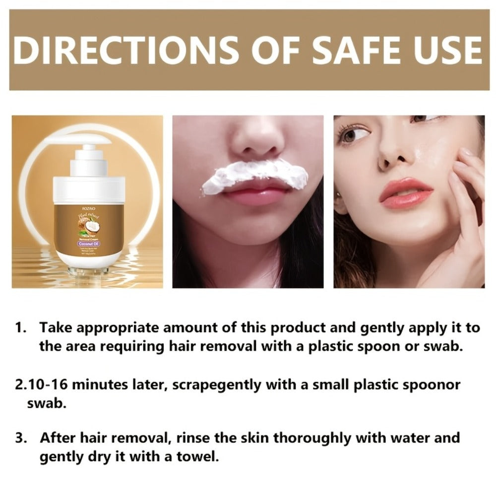 Hair Removal Cream with Coconut Essence & Aloe ¨C Mild Non-Irritating 5-Minute Formula for Underarms, Lips, Arms, Legs, Back & Bikini Area, Gentle Depilatory Cream for Sensitive Skin, 100g