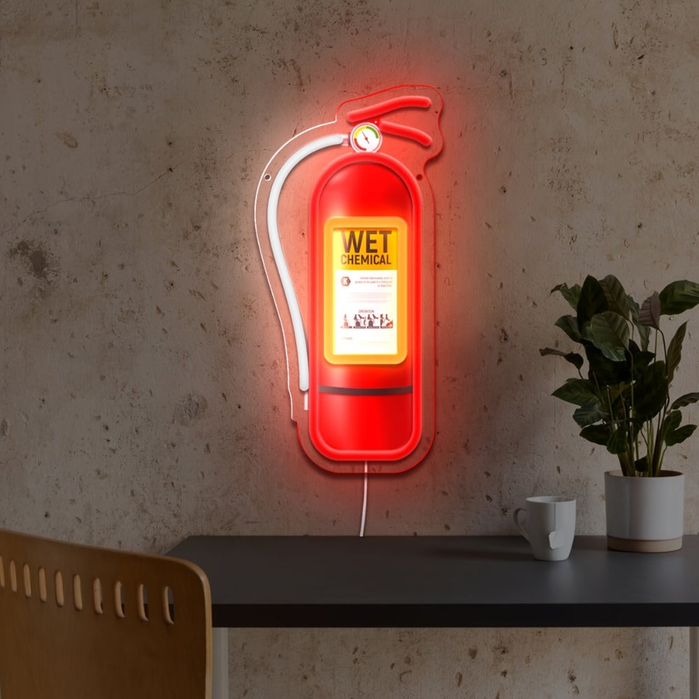 Neon Sign USB Powered Retro Wall Hanging Light - UV Reactive LED Art Decor with Switch Control for Bedroom Bar Man Cave Game Room Festival Party Decor Gas Tank Fire Extinguisher Design