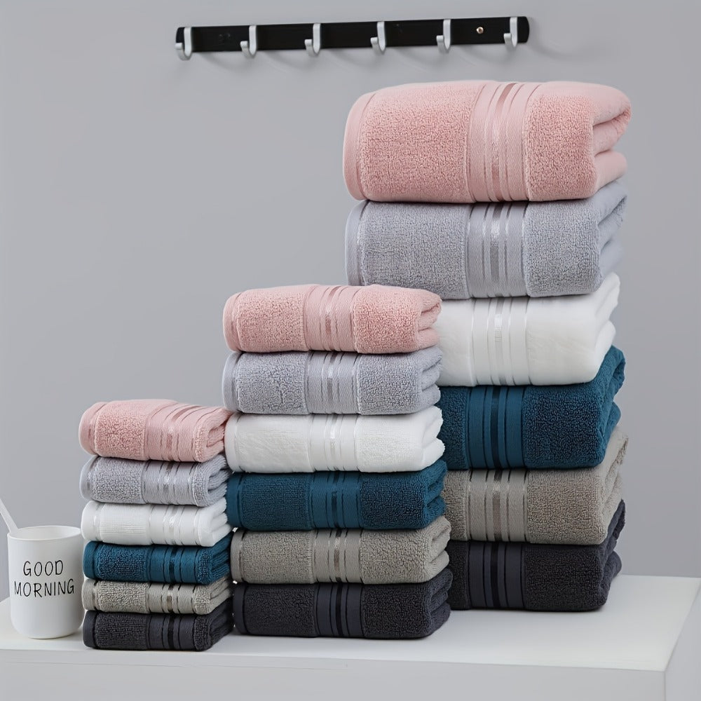Cotton Bath Towel Set 8 Piece 550GSM Vintage Striped - 100% Cotton Hotel Quality Soft Absorbent Machine Washable | 2 Bath 2 Hand 4 Washcloths | 15 Colors | Bathroom Hotel Spa Gift