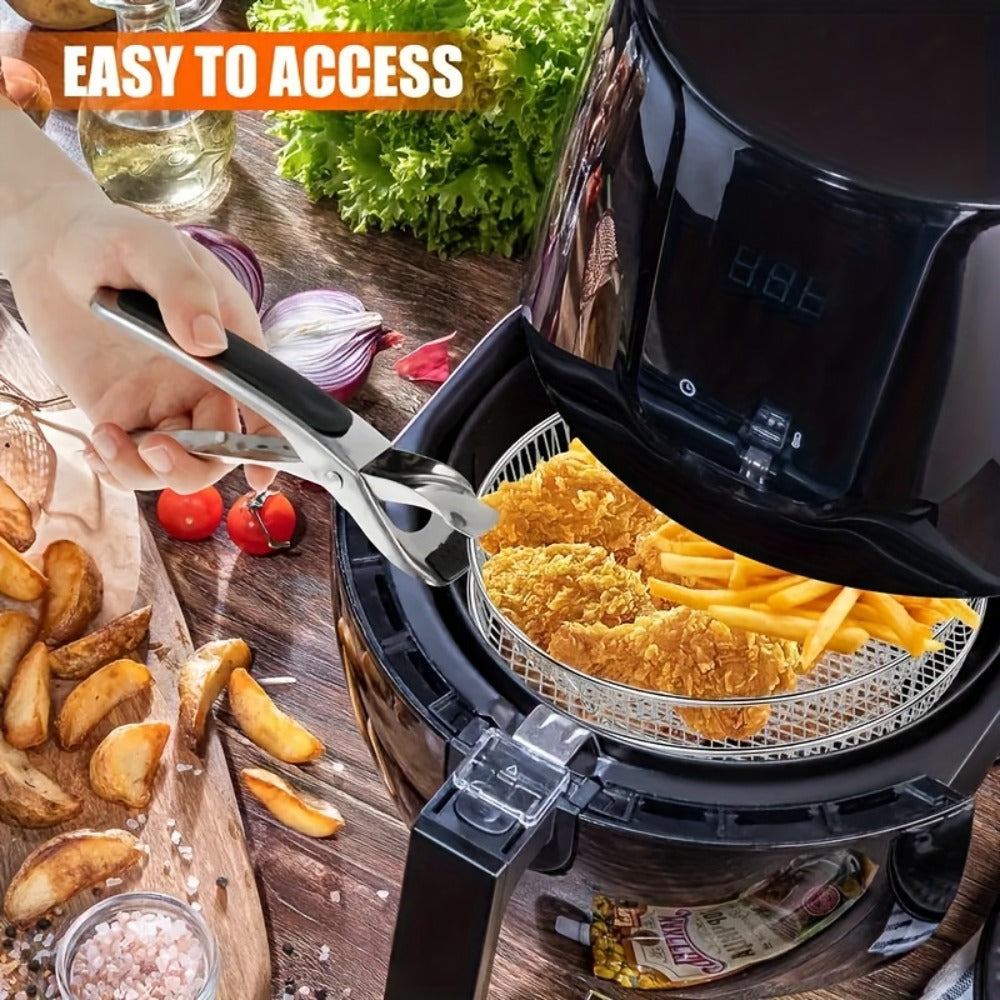 Air Fryer Rack Set ¨C 10-Piece Stainless Steel Stackable Dehydrator Rack with Clips for 4.2QT-5.8QT Round Air Fryers, Reusable Elevated Baking Accessories, Dishwasher Safe