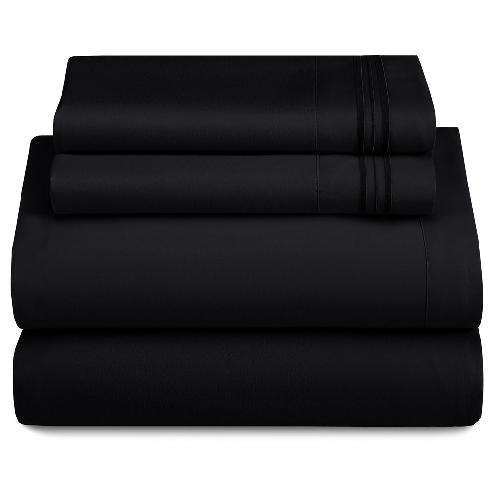 Bed Sheets Set 4-Piece Microfiber 1800 Series Deep Pocket Fitted Sheet Flat Sheet Pillowcases Soft Breathable Wrinkle Fade Resistant Twin Full Queen King Cal King 20 Colors