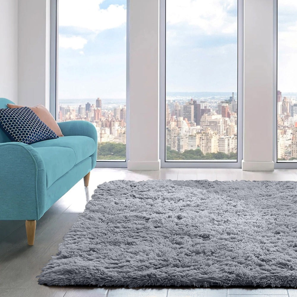 Shaggy Area Rug 4x6 - Soft Plush Non-Slip Indoor Carpet for Living Room Bedroom, Machine Washable Floor Mat in Navy White Beige Black Grey