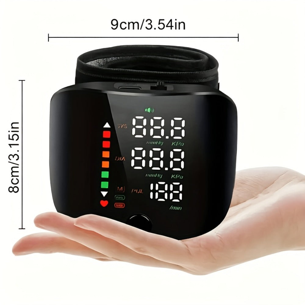 Wrist Blood Pressure Monitor Professional - Automatic BP Monitor with High-Precision LCD Display, Voice Language Prompts & Memory Function, Clinically Accurate for Medical & Home Use, Senior Gift