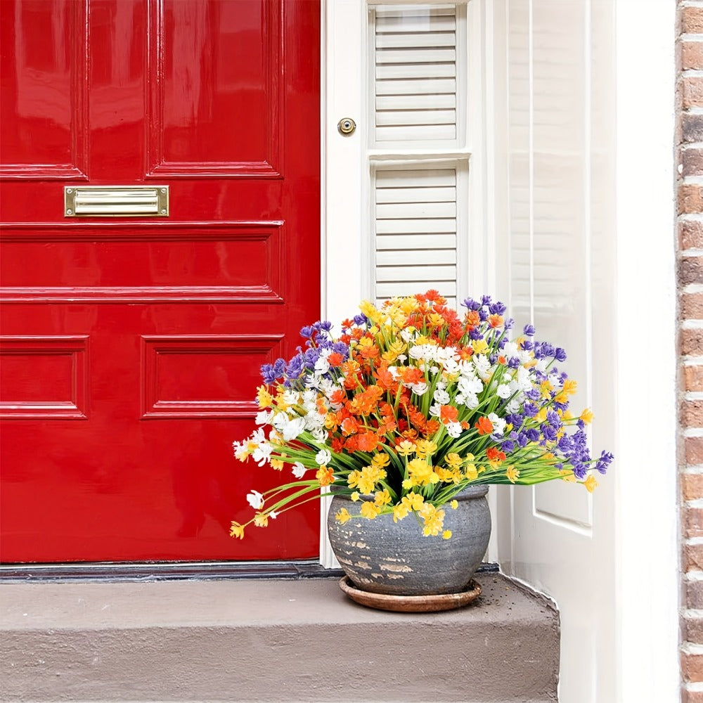 Artificial Flowers Outdoor UV Resistant 40 Bundles Fake Flowers for Home Garden Decor, Faux Floral Greenery Shrubs Plants for Party Table DIY Decoration Mix Colors
