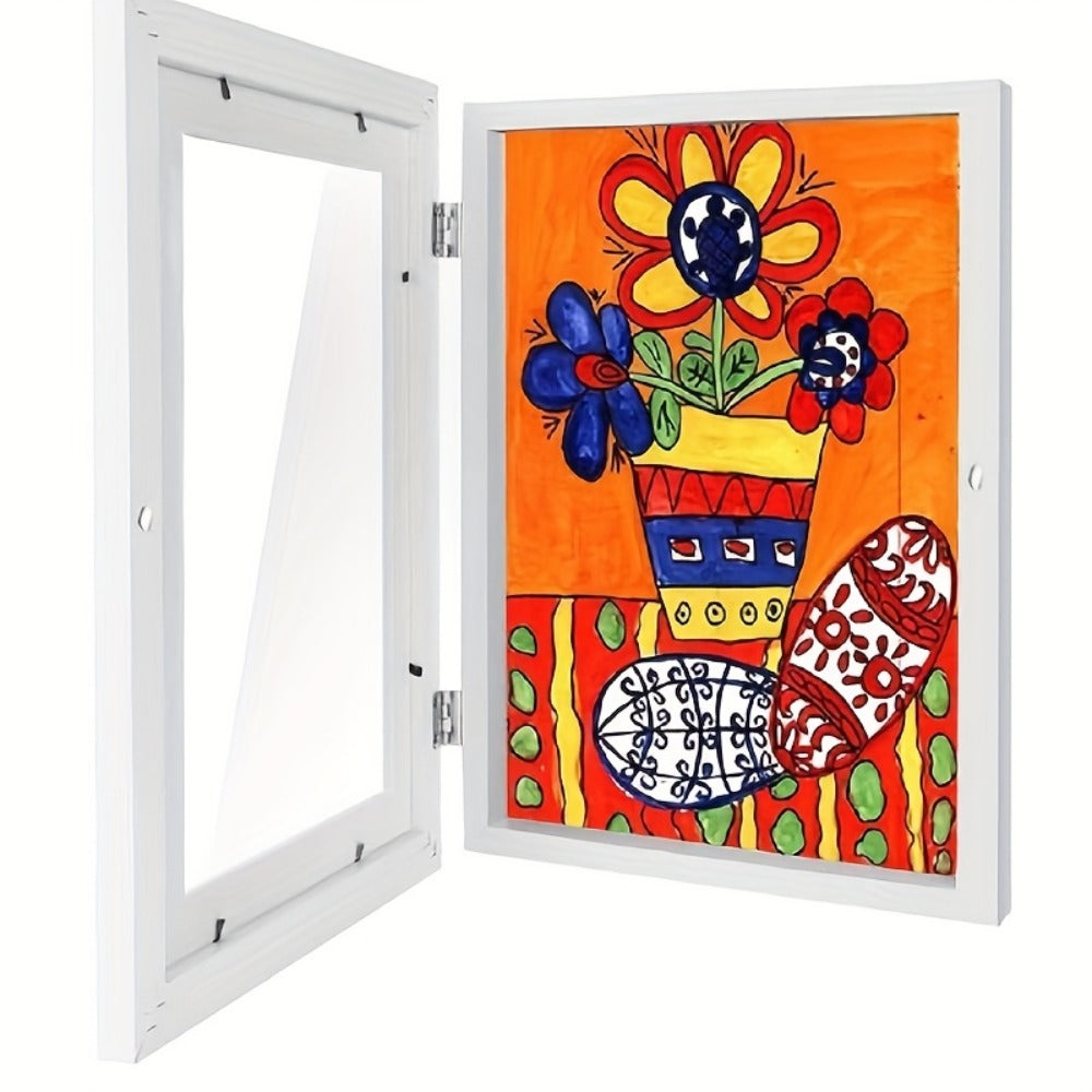 Kids Artwork Frames Front Opening Changeable 8.5x11 Inch Children Art Display Picture Frame for Drawing Crafts Photos Holds 130 Pieces Wood Black White