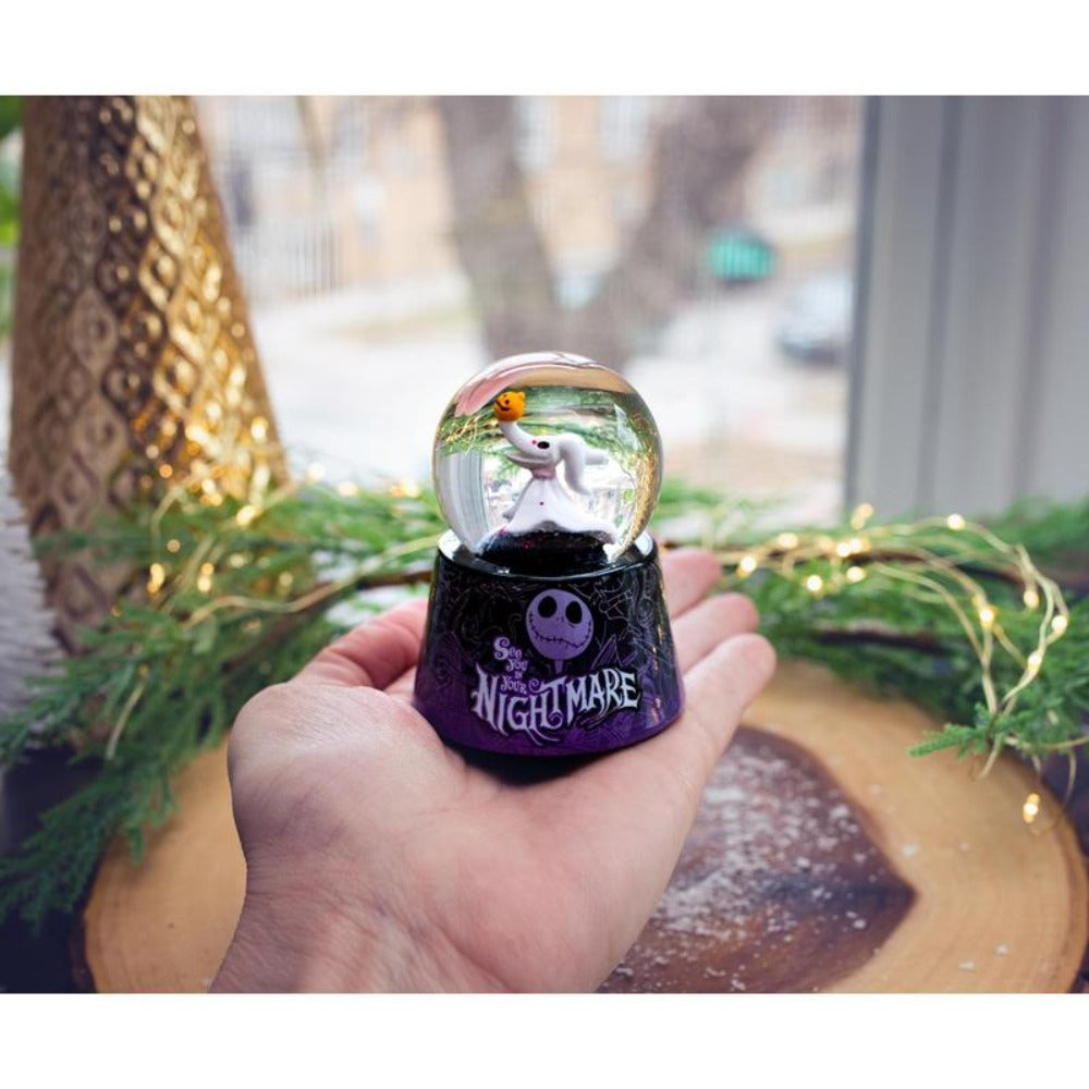 Nightmare Before Christmas Zero Light-Up Snow Globe ¨C Disney Jack Skellington Dog Mini Collectible Snow Globe 3-Inch, LED Light-Up, Battery Included, Halloween Christmas Desk Decor Gift