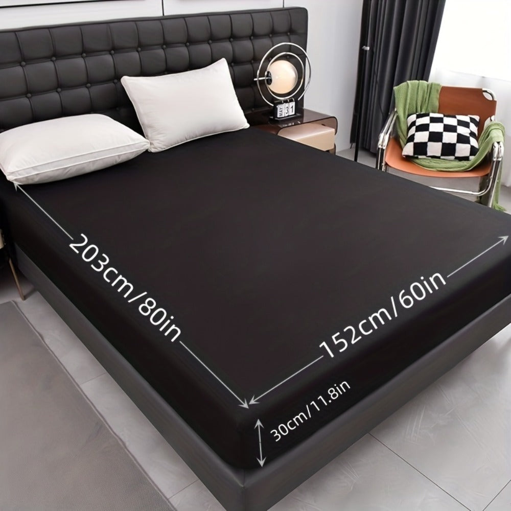 Waterproof Fitted Sheet Soft Breathable Mattress Cover Solid Color Deep Pocket Bed Sheet for Bedroom Guest Room Dorm Twin Full Queen King