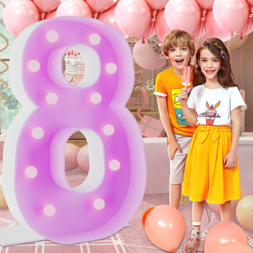 Marquee Number Lights 4 Feet Tall LED Light Up Numbers 0-9 20 for Birthday Party Anniversary Graduation Decoration 11 Colors 3 Flash Modes Foam Board String Lights Included