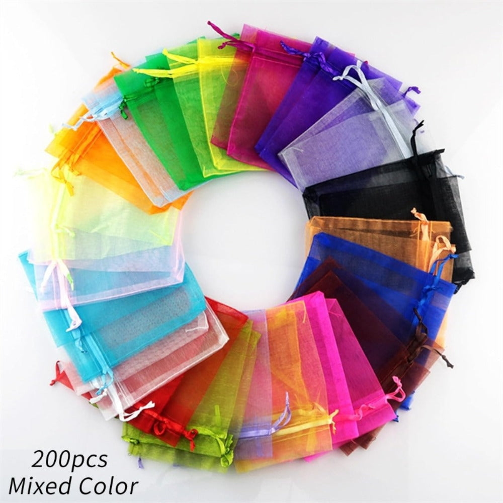 Organza Gift Bags 200pcs Drawstring Mesh Party Favor Bags Jewelry Pouches Wedding Christmas Candy Bags