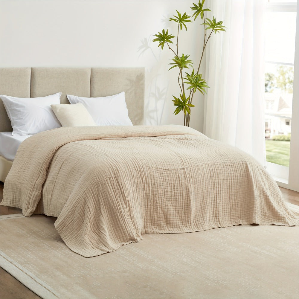 6-Layer Gauze Blanket 100% Muslin ¨C Lightweight Breathable Cotton Throw for Couch & Bed, All Season Adult Blanket, 4 Colors