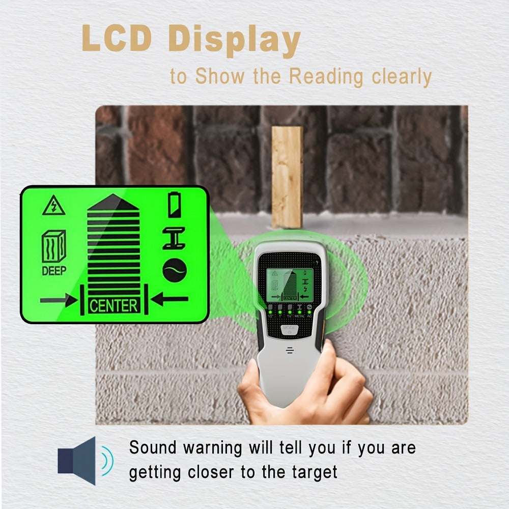 Stud Finder Wall Scanner 5-in-1 Electronic C75 | LCD Display Audio Alarm Detects Wood Studs AC Live Wire Metal Pipes Joists | Accurate Wall Detector for Drywall Home Renovation DIY Hanging TV Shelf