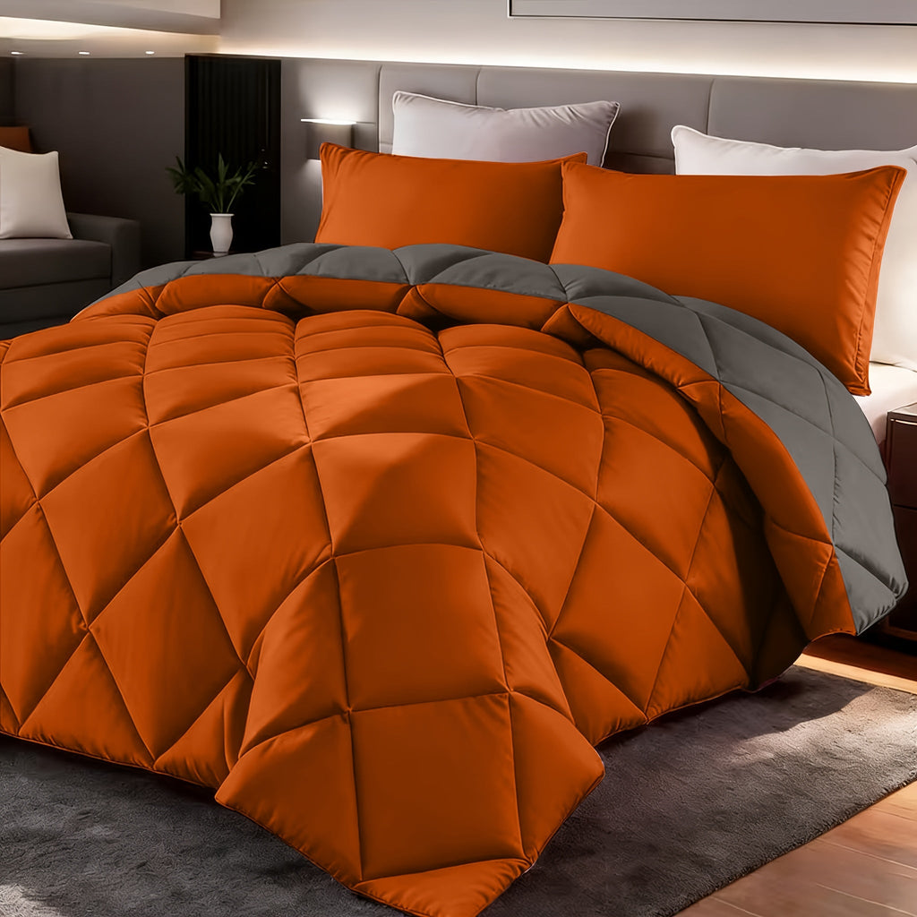 Comforter Set 2-3 Piece Rhombus Grid Luxury - Soft Lightweight Breathable Oversized Bedding Set with Pillowcases, All Season Twin Queen King, 24 Colors Available
