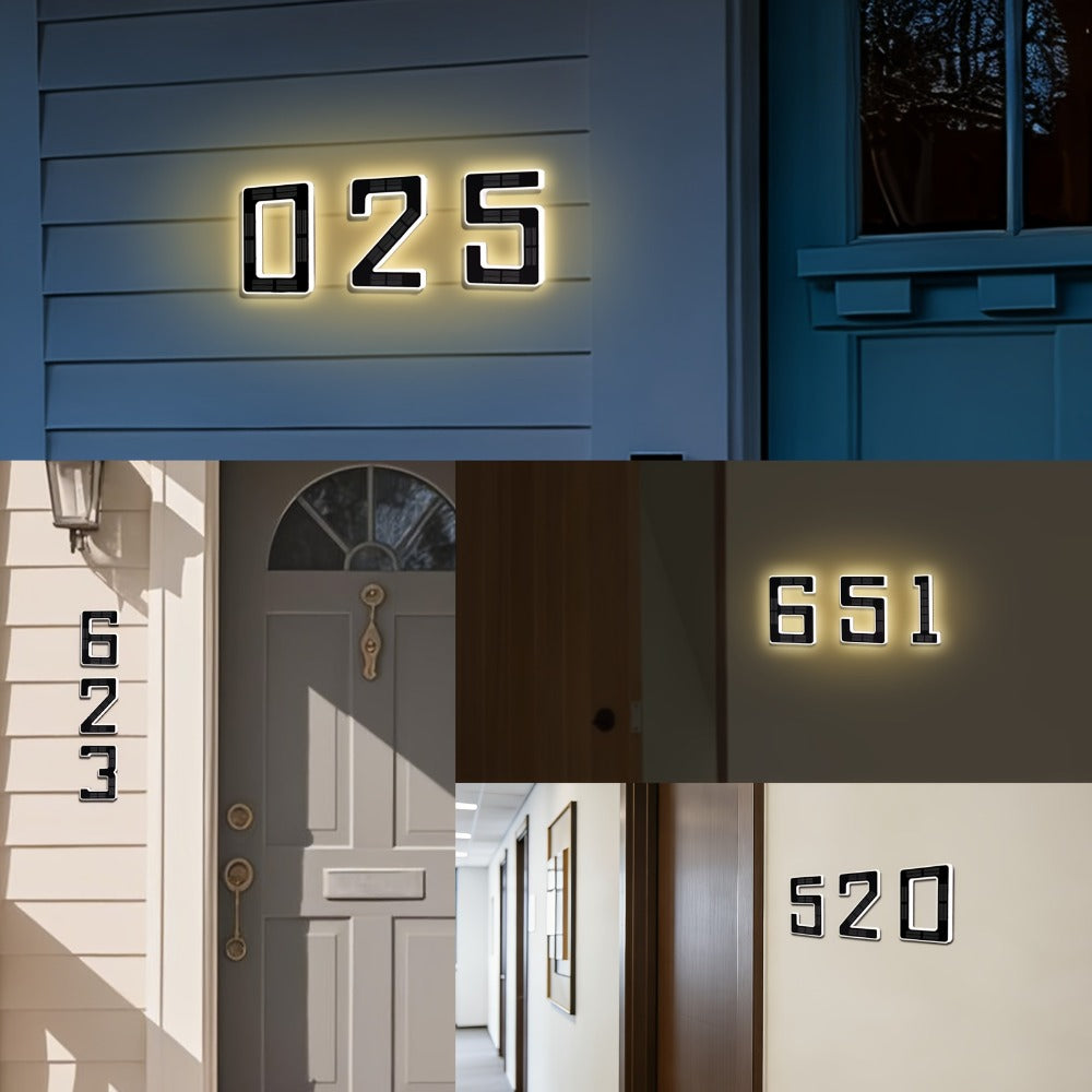 LED Solar House Number Light 6.7 Inch Wall Mounted ¨C Smart Sensor Illuminated Address Number for Home Decor, No Wiring Energy-Saving Solar Powered Outdoor Light