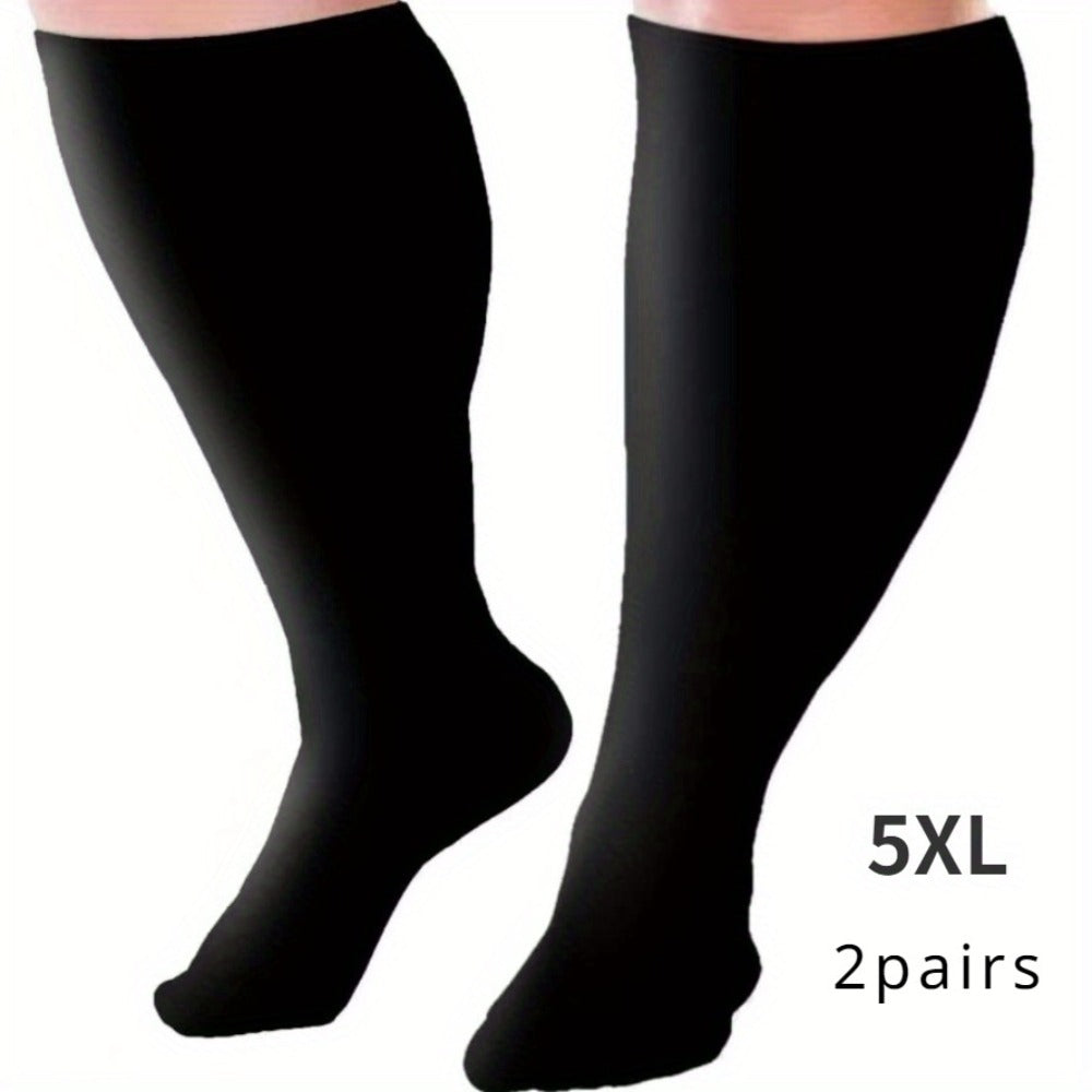 Plus Size Compression Socks 2 Pairs High Elasticity Sports Fitness Oversized Socks for Men Women 2XL 3XL 4XL 5XL 6XL 7XL Running Athletic Support
