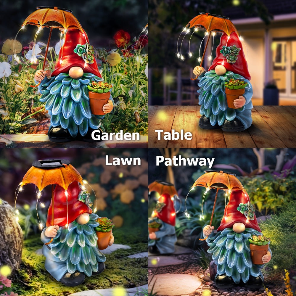 Solar Light Elf Resin Statue ¨C Outdoor Garden Figurine That Automatically Lights Up at Night, Holiday Collectible Decor for Christmas, Easter, Halloween, Thanksgiving & Hanukkah, Patio Porch Desk Decor Gift