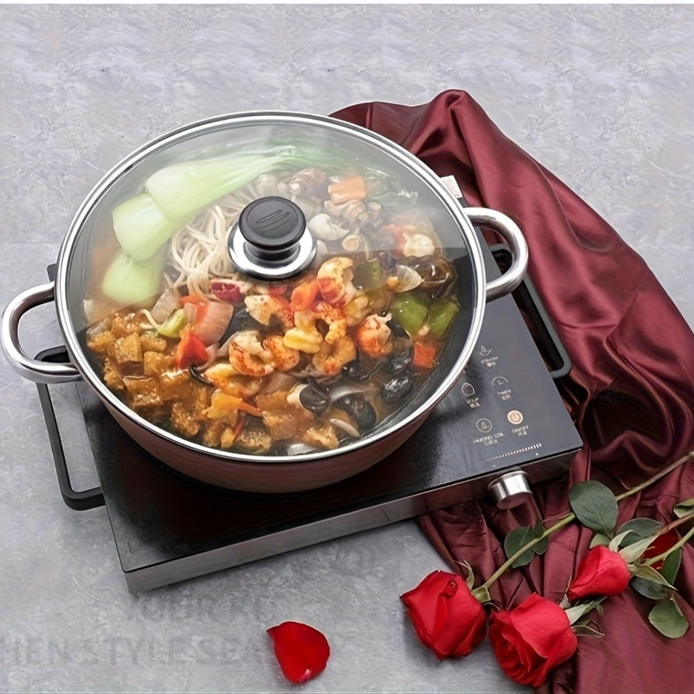 Nonstick Stock Pot with Lid 10 Inch Stone Derived Coating Iron Core Even Heating Induction Compatible Soup Pot for Stewing Boiling Family Dinners