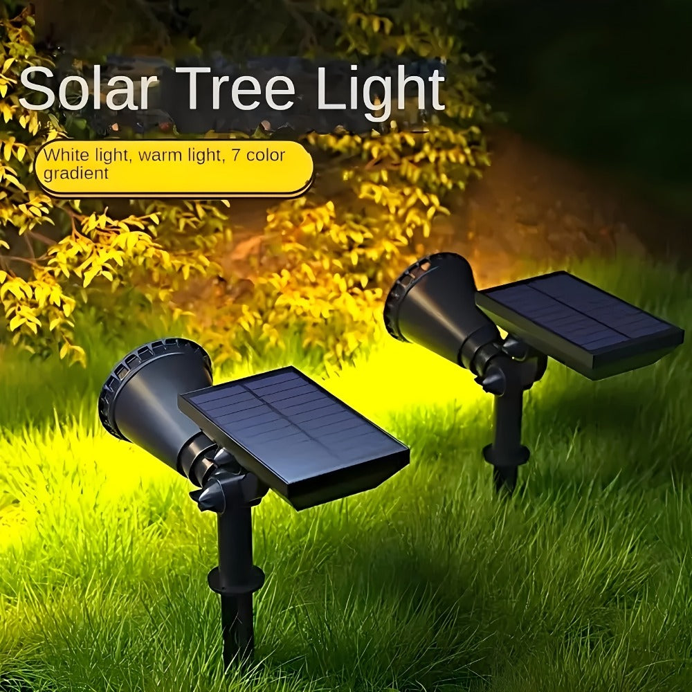 Solar Landscape Lights 2-in-1 Wall & Ground ¨C Independent Adjustable Solar Panel Auto On/Off | 8 Color Modes Outdoor Solar Spotlight for Garden, Driveway, Sidewalk & Pool Area | IP44 Waterproof