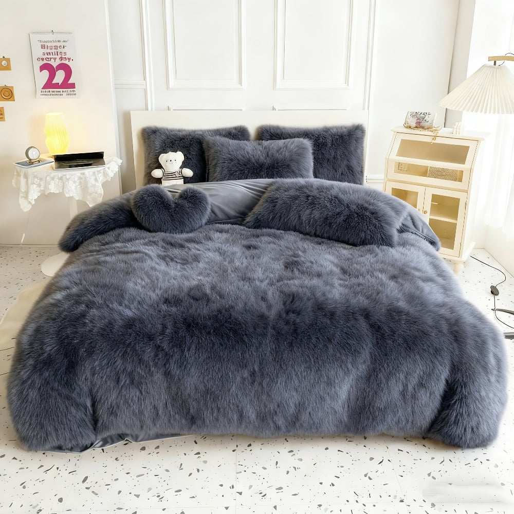 Velvet Duvet Cover Set Fluffy Plush Bedding Minimalist Solid Color, Carved Velvet Quilt Cover with Pillow Shams, Soft Cozy Bedroom Essentials Twin Full Queen King, Black Beige Grey Pink Purple Blue Red Yellow