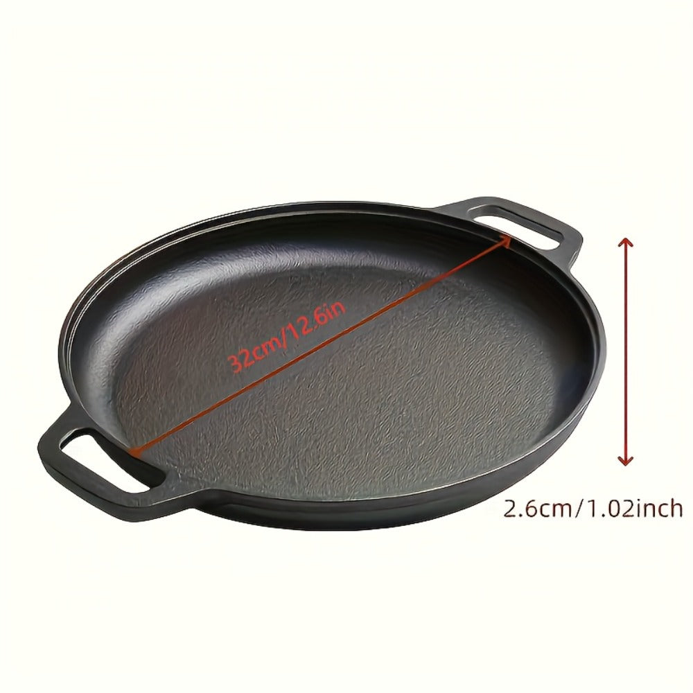 Cast Iron Skillet Non-Stick Pan for Pizza BBQ Pancakes - Heavy Duty Pre-Seasoned Cast Iron Pan Compatible with Gas Electric Induction Stovetops Oven Campfire - Home Kitchen Outdoor Cooking