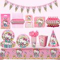 Hello Kitty Birthday Party Decorations 139-Piece Set ¨C Sanrio Pink Tablecloth Dinnerware Balloon Kit for Girls Kids Party Supplies Complete Bundle