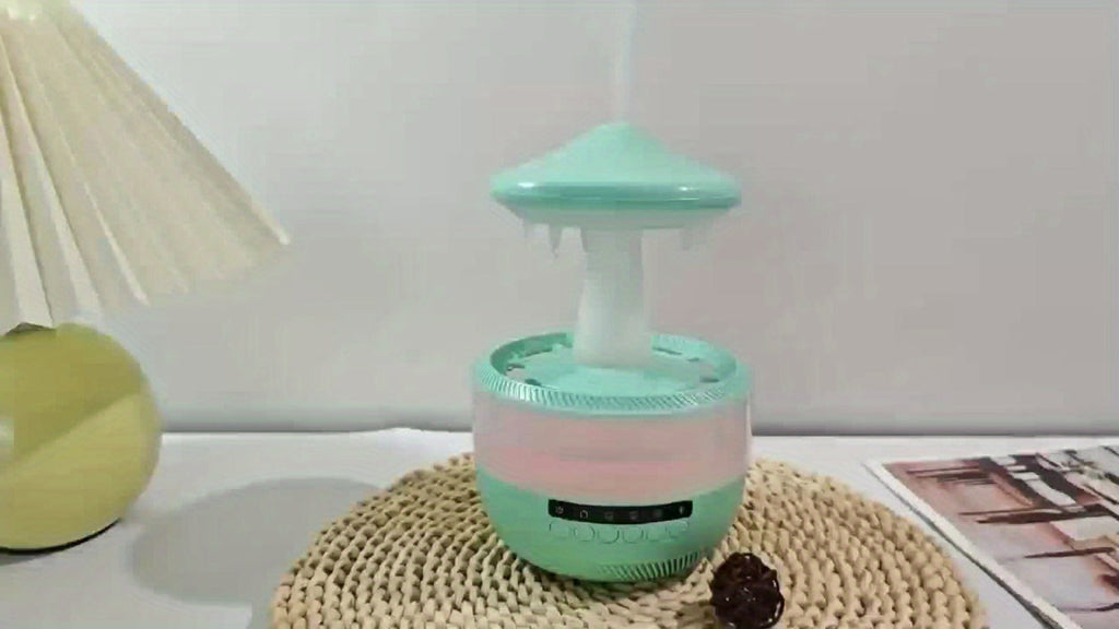 Cool Mist Humidifier with 7-Color Night Light Raindrop Music Design Dual Mist Output 26dB Ultra-Quiet 24H Operation Visible Water Level for Bedroom Living Room Office Gift