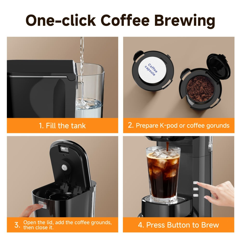 Coffee Maker One-Button Compact Specialty Coffee Machine ¨C Fast Home Brewing, Space-Saving Countertop Design, Barista-Style Results, Available in Black & White