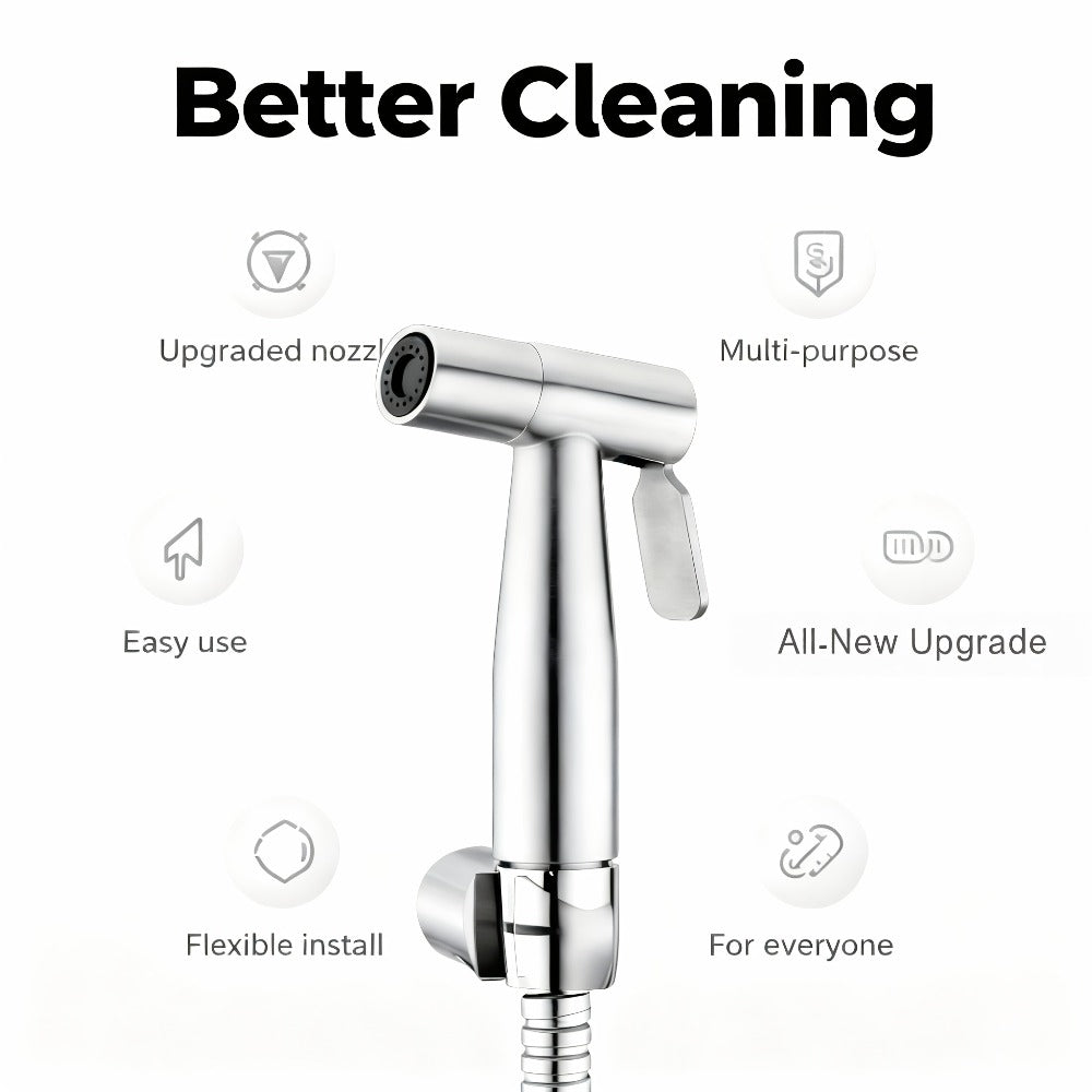 Wall-Mounted Handheld Spray Gun Set with Bracket, Teflon Tape & Flexible Hose ¨C Bathroom Bidet Sprayer for Toilet, Sink, Garden & Pet Washing