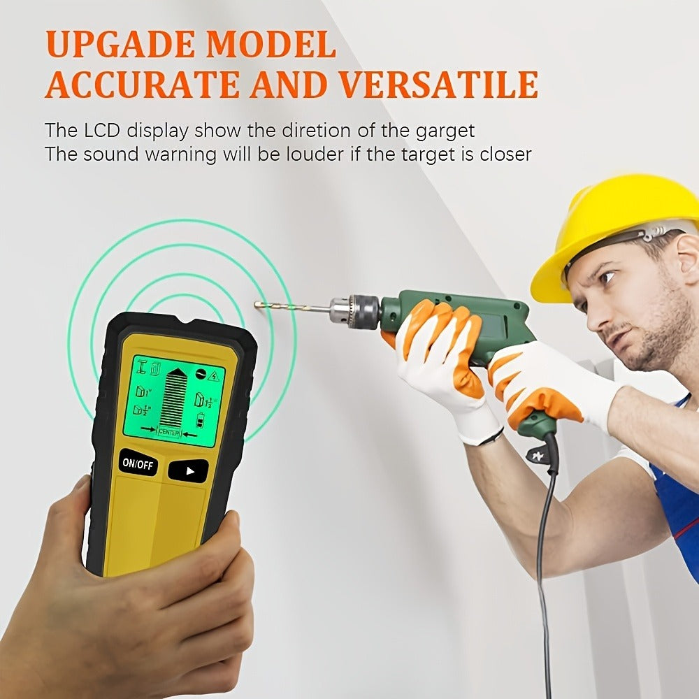 Wall Stud Finder 5-in-1 Electric Wood Metal AC Wire Detector with LCD Display Sound Alert 3-Depth Stud Scan for DIY Home Construction TV Mount Cabinet Install