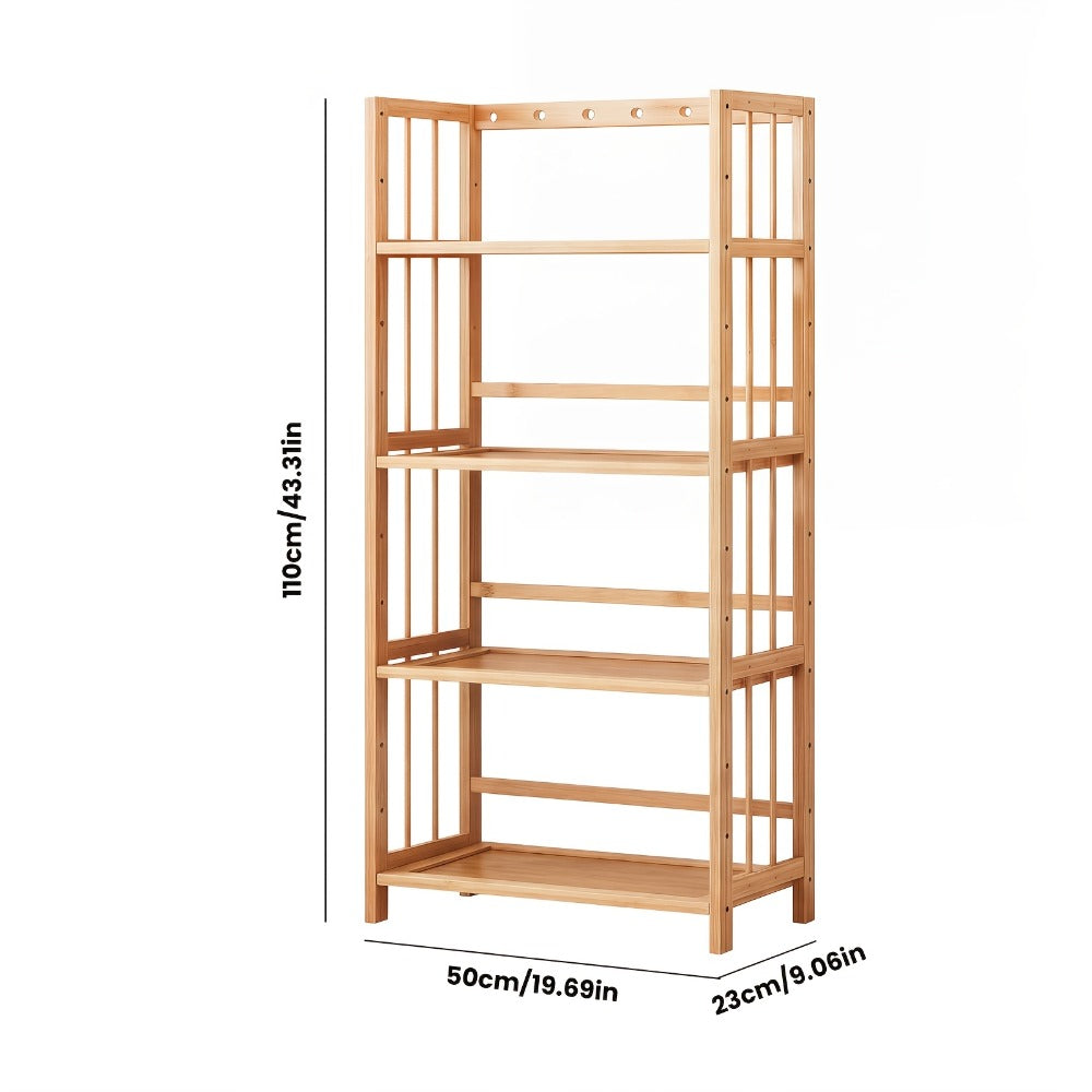 Bamboo Bookshelf Narrow 4 Tier Adjustable Shelves Wooden Bookcase Storage Shelf Organizer for Small Spaces Bedroom Living Room Home Office Standing Shelf