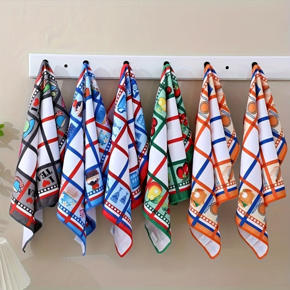 Holiday Kitchen Dish Towels Set of 6 - Colorful Printed Dishcloths Soft Absorbent Tea Towels for Kitchen Decor
