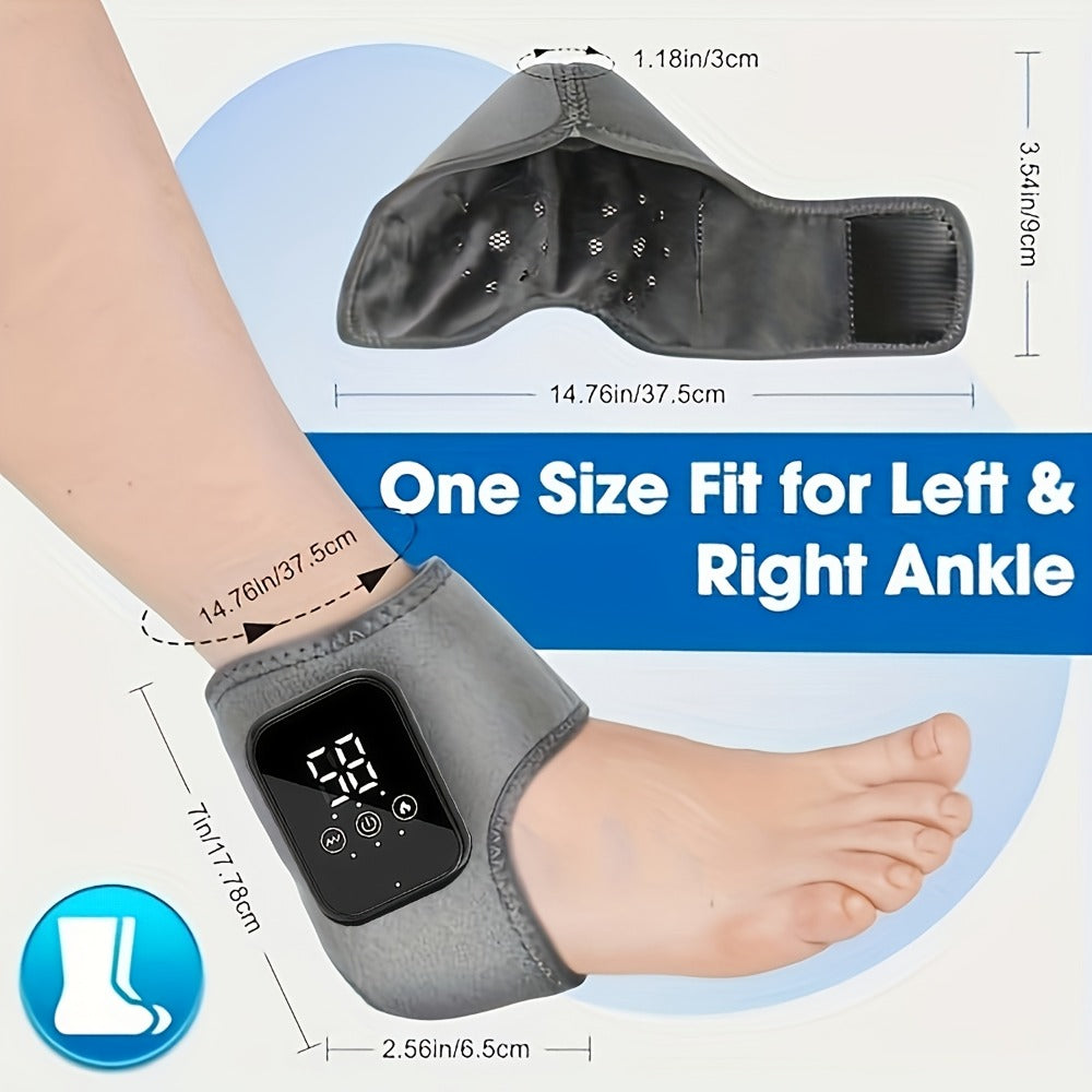 Foot Massager Electric Heated Ankle Wrap | 3 Heat Levels 3 Vibration Modes Touch Screen Timer | Relieves Ankle Pain Plantar Fasciitis Arthritis Muscle Fatigue | Fits Left & Right Feet | 1pc or 2pc Set