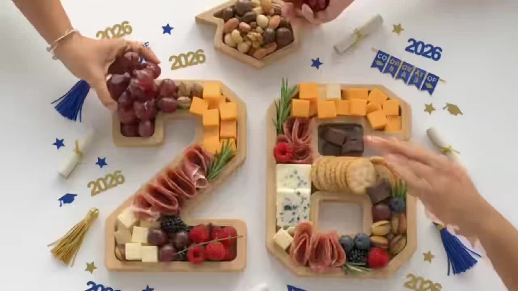 2026 Graduation Decorations Table Centerpiece Set ¨C Charcuterie Board with Number 26 & Graduation Cap, Serving Trays for Preschool, High School & College Grad Party Supplies